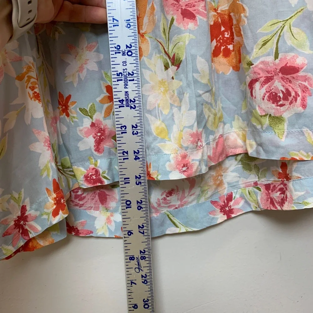 J.Jill Cold Shoulder Blouse Womens Large Blue Floral Rayon Excellent Boho Top - Picture 4 of 7